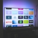 Television screen displaying streaming service app icons; illustrative photograph